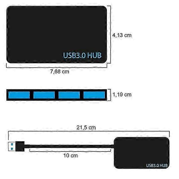 OCIODUAL USB 3.0 Hub 4 porte sort højhastighedsdataoverførsel 5 Gbps ultrahurtig Super Speed SS dataadapter splitter