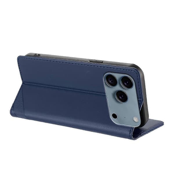 För iPhone 17 Pro Max Mobilskal Punkstil Präglat Plånboksställ Läderfodral Dark blue Dark Blue