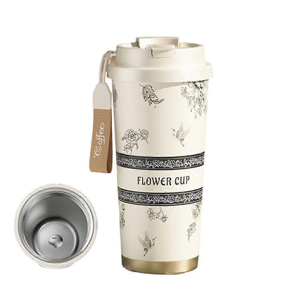 Lily Keramisk Innerfoder Kaffekopp Kvinnors Hög Utseende Dubbel Drickskopp High-End Present 316 Rostfritt Stål Isolerad Kopp Pink/ceramics