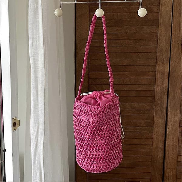 Vævede strandtasker Damer Sommerferie Moderne Elegant Skuldertaske Perfekt til Afslappede Brunch-outfits Rice White