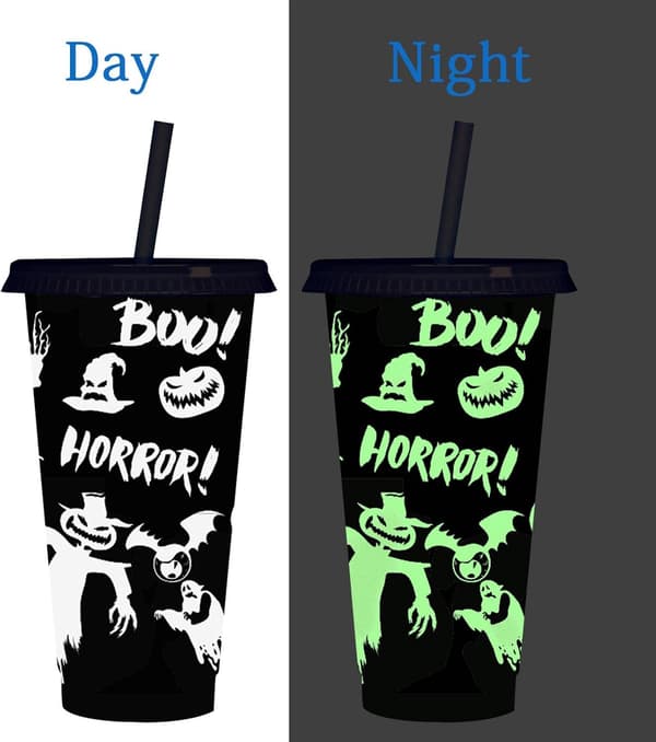 Halloween-mugg med lock och sugrör, Halloween Boo Pumpa 710 ml självlysande mugg med sugrör | Fest