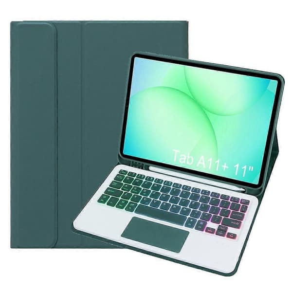 Til Samsung Galaxy Tab A11+ Bluetooth-tastatur tablet-etui Dark Green