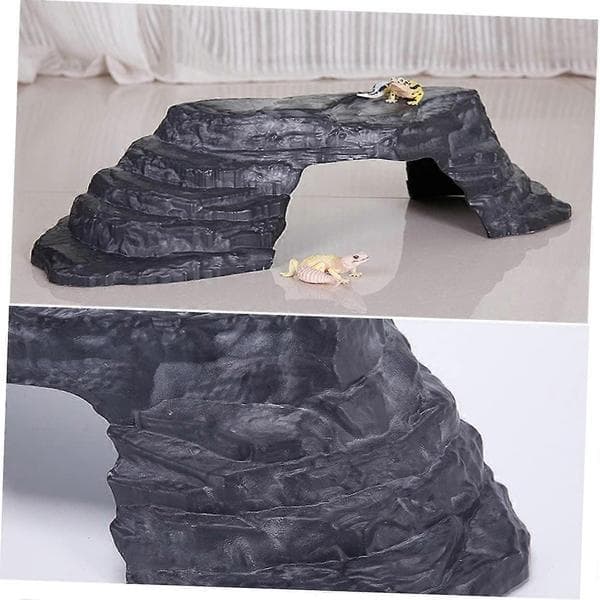 Skildpadde solplatform med rampe, realistisk harpikshule gemmested til akvarietank 26x9x6cm