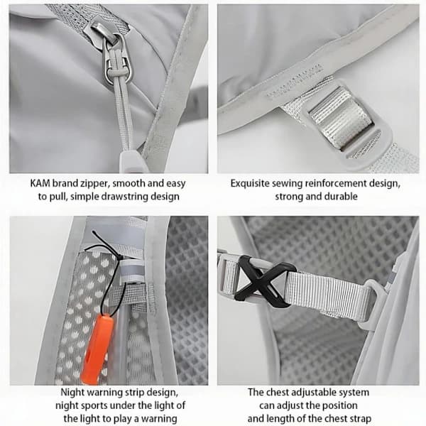 Hydration Backpack, Hydration Belt, Running Vest, Trail Running, Marathon, Hiking grey