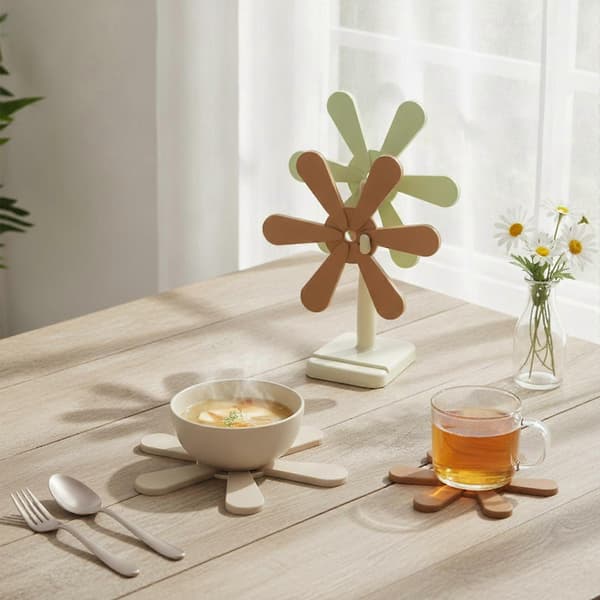4 stk. varmeunderlagssæt med holder, skoldningsfrit foldbart varmeunderlagssæt, pladsbesparende 3PCS Square Base SET