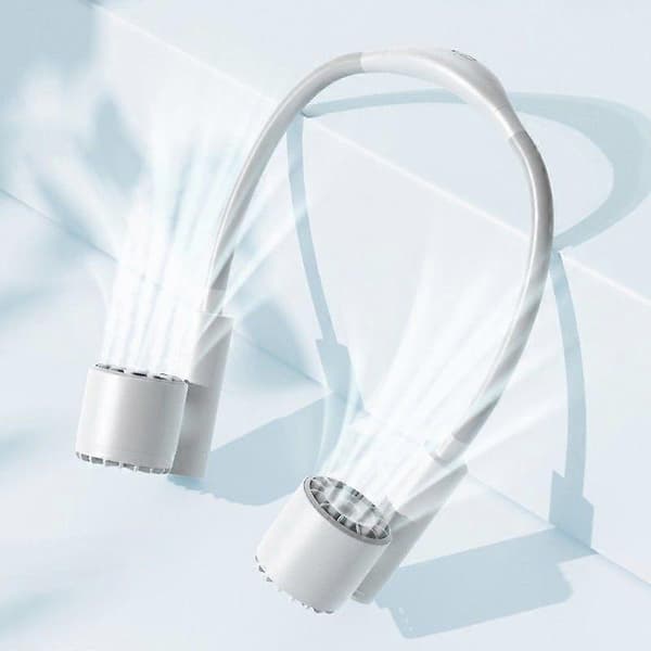 USB genopladelig halsventilator, håndfri dobbeltventilator mini luftkøler til udendørs sommer