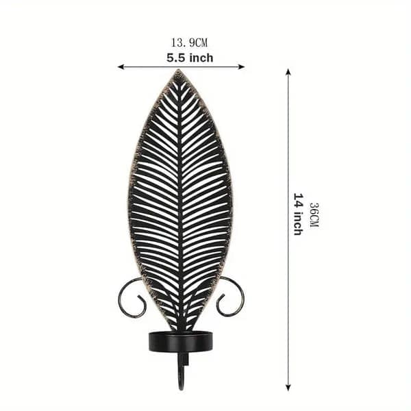 2-pack Metal Wall Sconces – Rustic Table & Wall Decoration without Candles with Leaf Pattern for Home