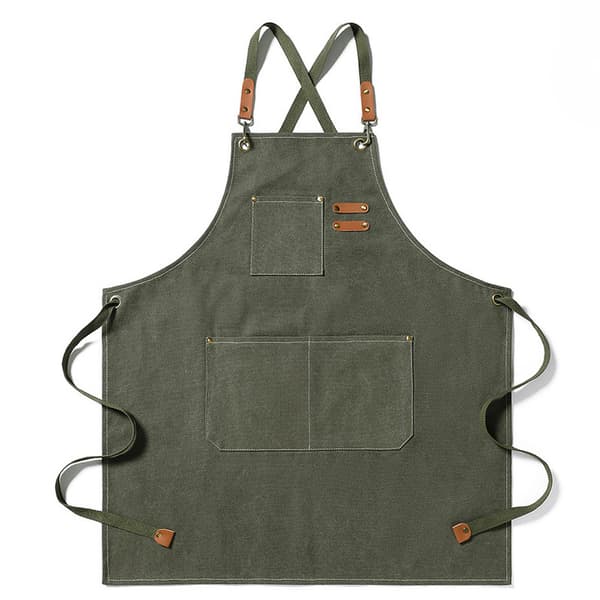Solid Color Thick Canvas Apron, Durable Workwear for Home, Cafe, and Garden F