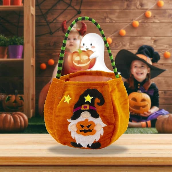 Halloween Barn Godisväskor Tecknad Pumpa Hink Bärbar Presentkorg Godispåse Festbyte Green