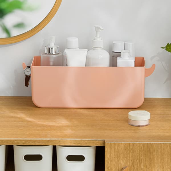 Adjustable Bedside Caddy with Design, Multifunctional Organizer with Space-Saving Design for Office, Dorm Room, RV (Pink)
