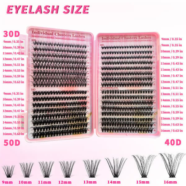 【NX】Individual False Eyelashes, Pre-made Cluster Lashes, D-curl Eyelash Extension Kit for Beginners (30+40+50D)_tfrf