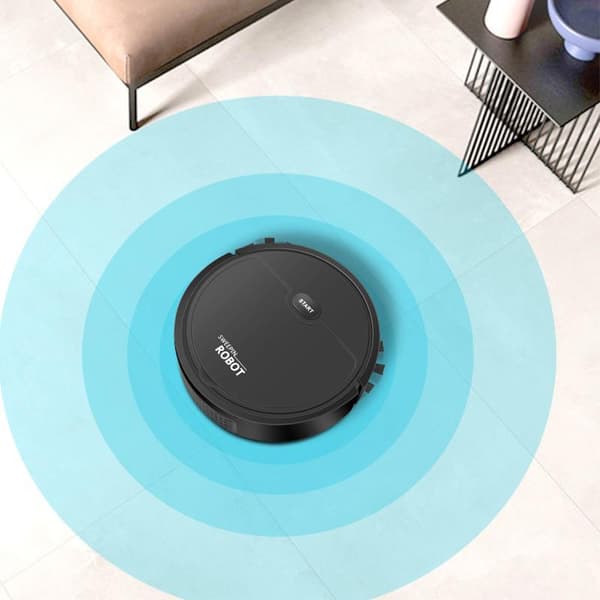 Robot Vacuum Cleaner USB Smart 3-in-1 Suction Sweeping Mopping Function Automatic Vacuum Cleaner for Small Apartments Black