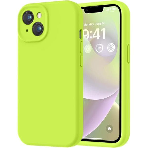 iPhone 14 Premium Silikonskal med Mikrofiberfoder, Stöttåligt - Grön