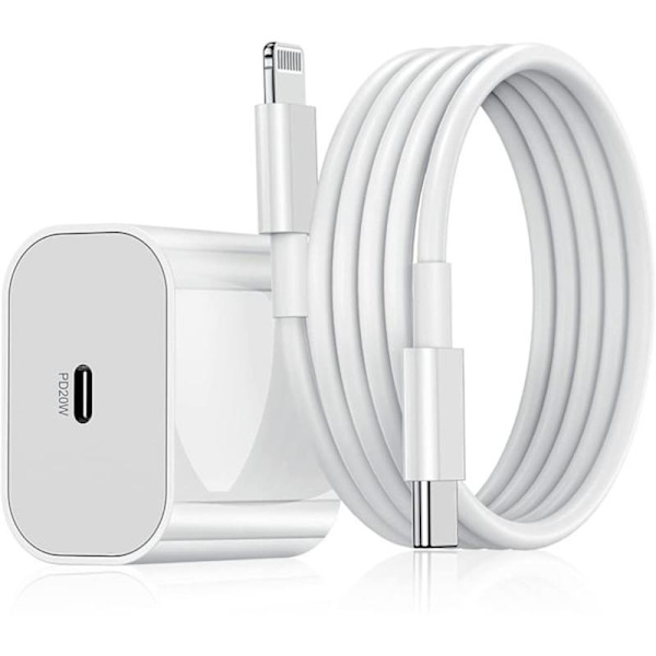 iPhone Snabbladdare USB-C 20W Strömadapter med 1m Kabel, 1-Pack iPhone iPhone iPhone 1-pack