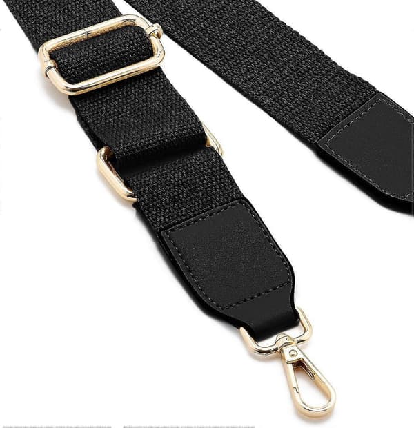Women's Wide Shoulder Strap, Adjustable Leather Replacement Shoulder Strap (Black) - DD01 (Fww)