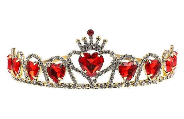 Rødt Hjerte Tiara Efterkommer Hjerte Krone Hår Smykker Brud Bryllupskrone (d-4)