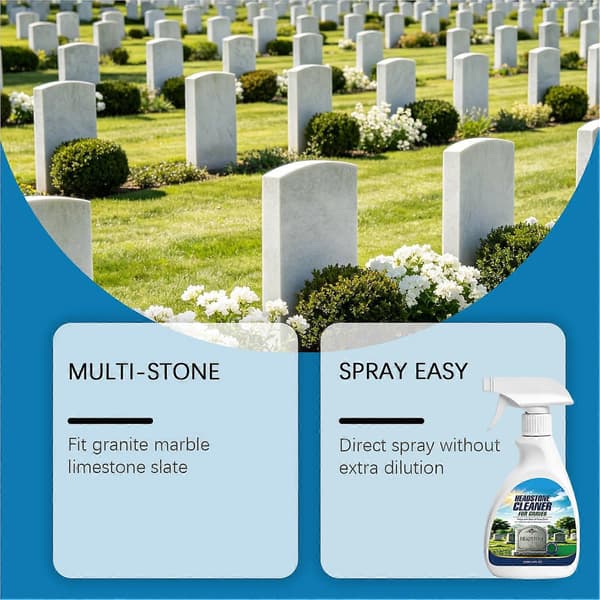 Gravstensrengöring - Enkel Spray & Torka - för Granit & Marmor 1 set