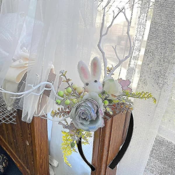 Påskehare Blomsterhodebånd Dekorasjon Søt Kaninhodebånd Fe Krans bd