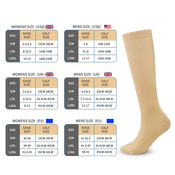 6 par kompressionsstrumpor för kvinnor och män L*XL