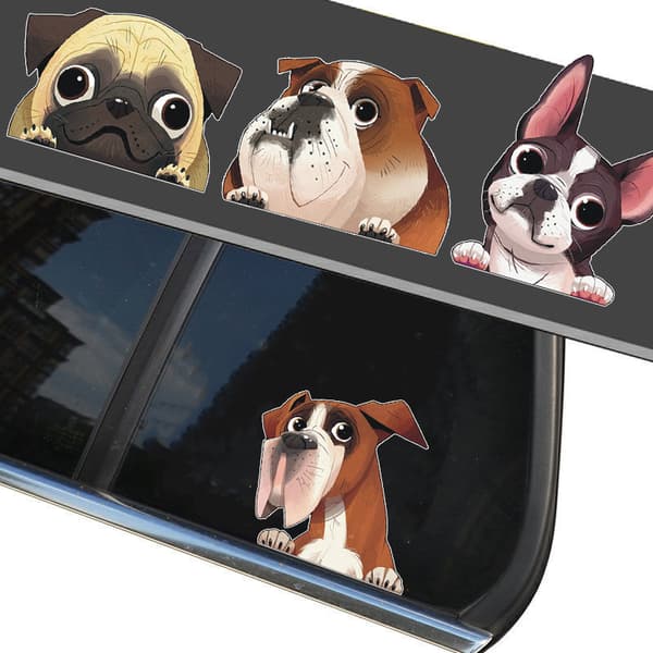 Eight Cartoon Puppy Decals for Car