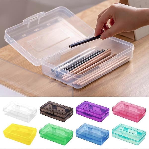 Transparent pennfodral stor kapacitet plastförvaringslåda för skolmaterial E One size