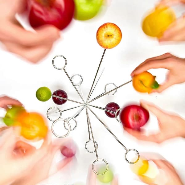 Exploding Fruit Bowl Centerpiece - Modern Metal Fruit Stand with 360 Degree Multi-Arm Display, Art Sculpture Bowl for Kitchen & Dining Table Decor