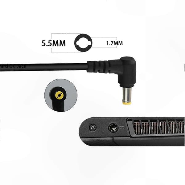Bærbar lader 65W 19V 3.42A med 5.5x1.7mm kontakt for kompatible bærbare datamaskiner