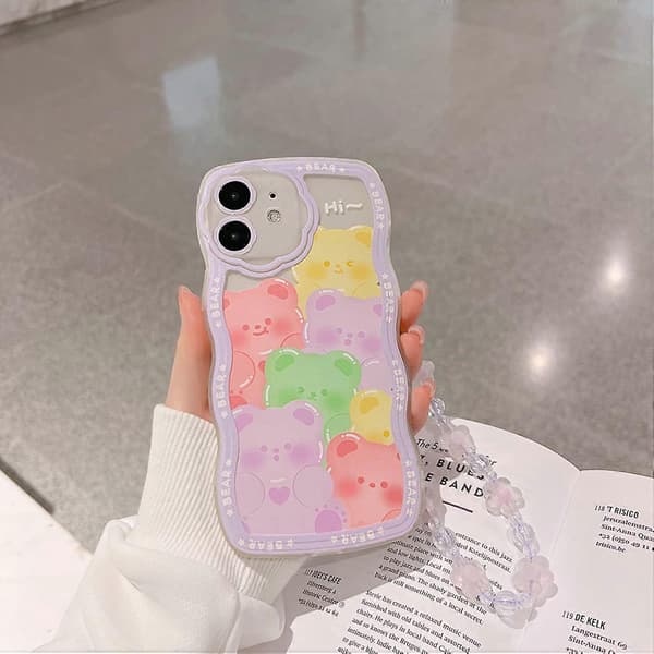Compatible Case for iPhone 12, Cute Transparent Cartoon Bear Animal