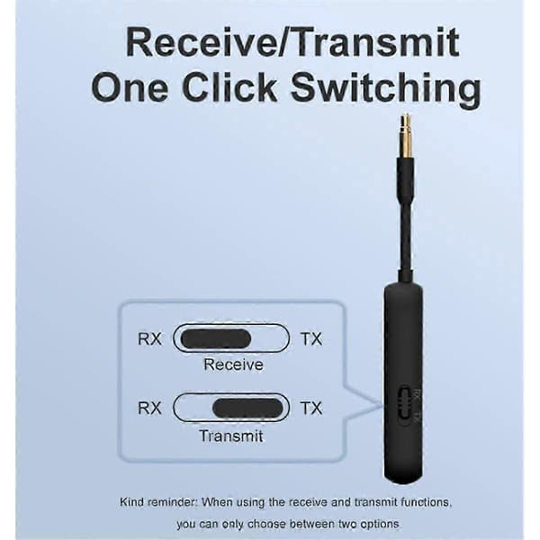 Bluetooth 5.4 Audio Transmitter Modtager 2-i-1 Trådløs Adapter 3.5mm AUX Audio Adapter Stereo til Hwy 0.5 5