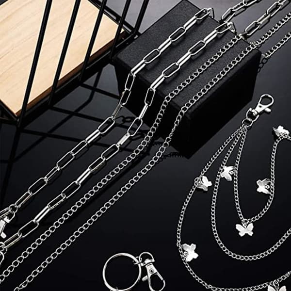 5 pcs Jeans Chain Wallet Chain Belt Chains Waist Chain Multi-layer Chains Ins