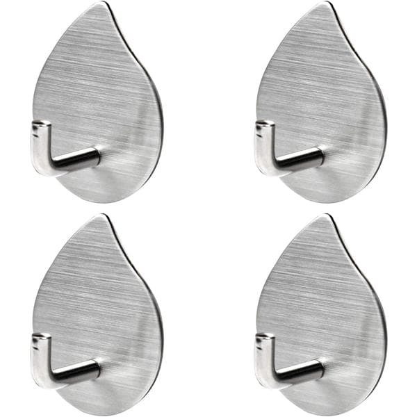 4 Pieces Self-Adhesive Hooks Self-Adhesive Wall Hooks Stainless Steel Ste