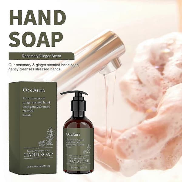 Exquisite Rosemary & Ginger Hand Soap, Moisturizing Liquid Hand Soap with Rosemary Ginger Scent