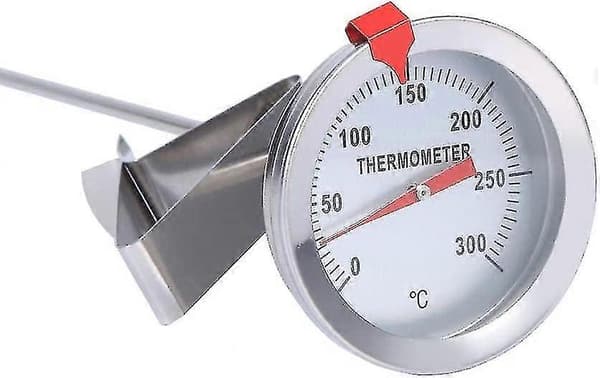 Stegetermometer, 12\" langt stegetermometer i rustfrit stål med klips til mad, kød, hjem Z