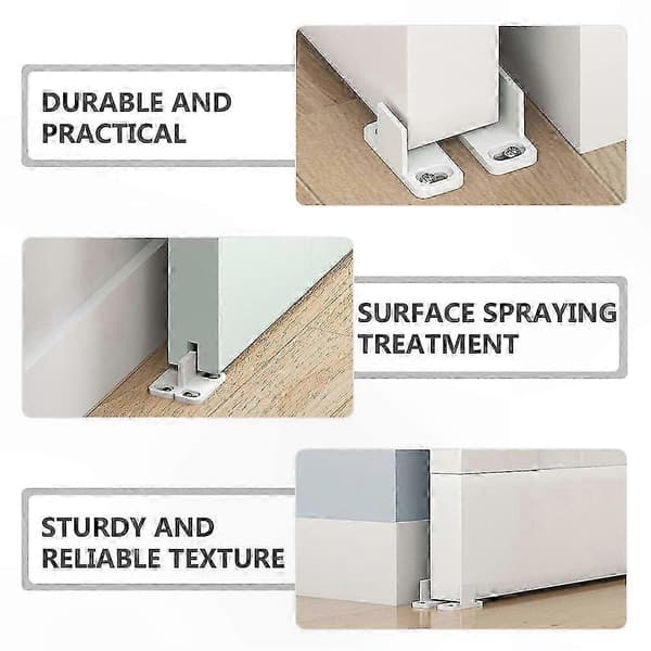 4 sæt skydedørsgulvstyr med bundstop til stalddøre 4.5X2.4X2CM White