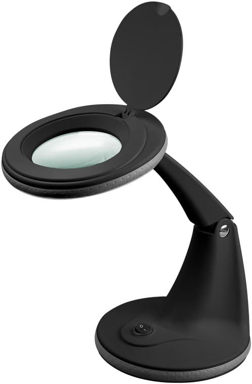 LED-forstørrelseslampe med stativ, 6 W, sort
