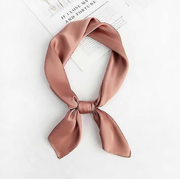 Dammode Myk Stor Sateng Firkantet Chiffong Polyester Skjerfsett Hode Hals Multifunksjonell Ensfarget Tilgjengelig-lingling Pink
