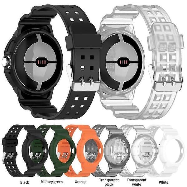 TPU-rem til Google Pixel Watch Armor-urrem med etui Gummiarmbånd passer til Google