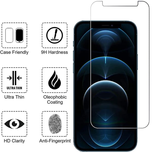 Glass Screen Protector for iPhone 13, iPhone 13 Pro, iPhone 13 Pro Max Camera Lens Protector, Full Screen Tempered Glass Protective Film, HD - Bubble Free -