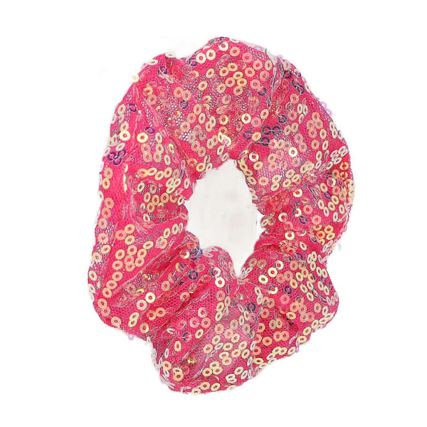 5 stk. LED-paillet-scrunchies med lysende glød, bærbare elastiske hårbånd til jul Deep Red