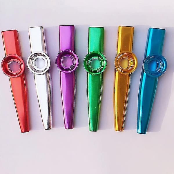 24-pack metalliska kazoos med 24 kazoomenbran i 6 färger, perfekt för ukulele, fiol, gitarr