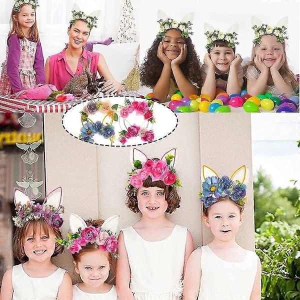 Påskehareørehodebånd med blomsterhodeplagg for kvinner og jenter, 2269 shape2