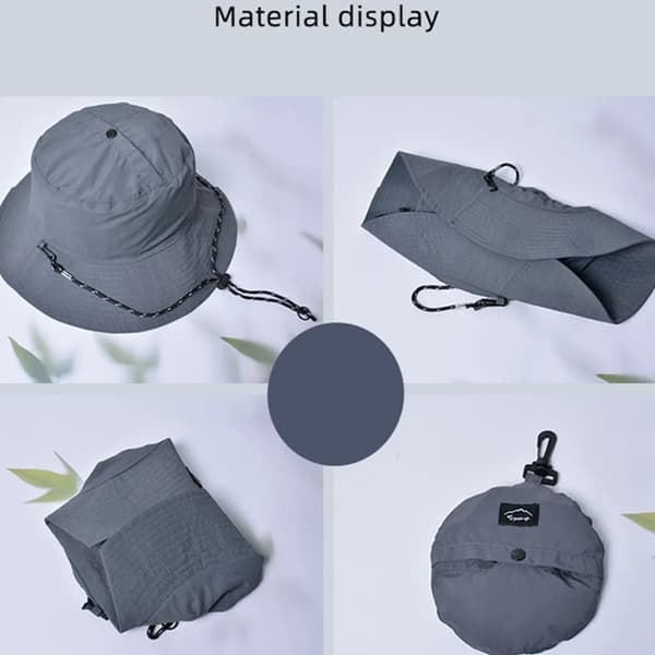 Foldable Waterproof Sun Hat in Military Green, Quick-Drying Fishing Hat with Drawstring