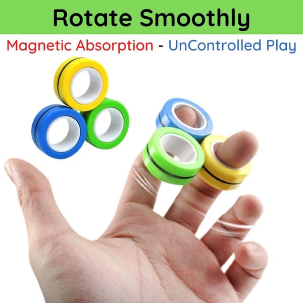 MAGNETISKE RINGER SPINNERLEKE | MAGNETISK SPINNER RING STRESS, ANGSTLINDRENDE - 3 STK MULTIFARGE