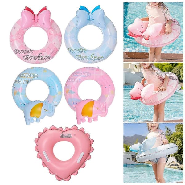 Bowknot Pool Hoop Simring Uppblåsbara Simringar Uppblåsbara Pool Float Bowknot Simringar rosa elefant