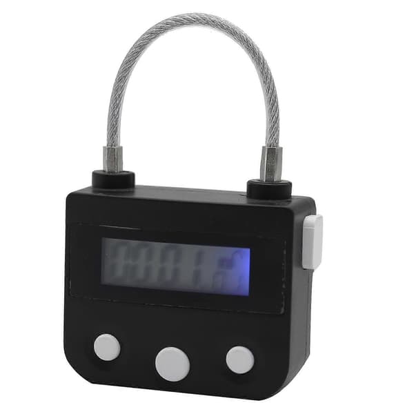 Metal Timer Lock USB LCD Display Metal Electronic Rechargeable Timer Multifunction Padlock (FMY) Black