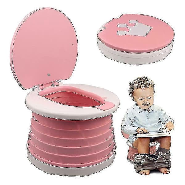 Børnefoldetoilet Bærbart toiletsæde Drenge og piger foldbart Pink