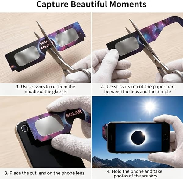 6-pack Solar Eclipse Glasses 2026, ISO 12312-2 and CE Certified Solar Eclipse Glasses Specifically for Eye Protection