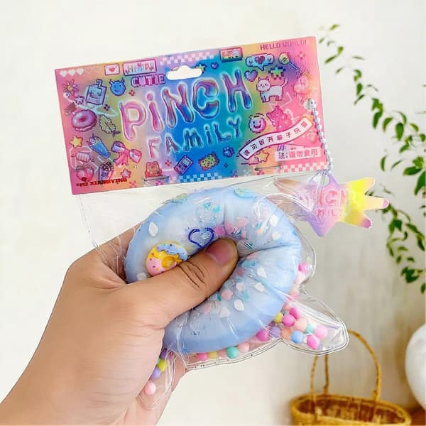 Sequined Donut Toy - Squeeze for Anxiety Relief Blue Blue B