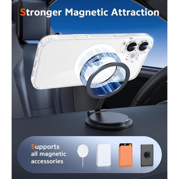 iPhone 16 Case: Magnetic Military-Grade Drop Protection, Anti-Yellowing - Robust Shockproof Protective Clear Cases
