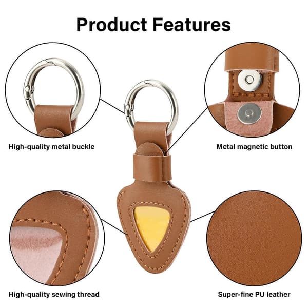 Gitarrplektrum samlingsväska Gitarrplektrumfodral Plektrumorganiserare Triangulär form Multifunktionell förvaringsväska för gitarrplektrum brun brown